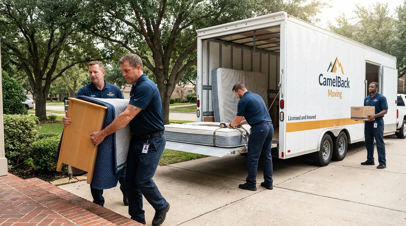 Crew loading residential truck for cross-state move from Edison, GA